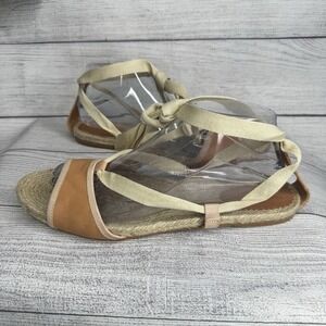 J Crew Tan Leather Flat Espadrille Gladiator Sandals Size 11
